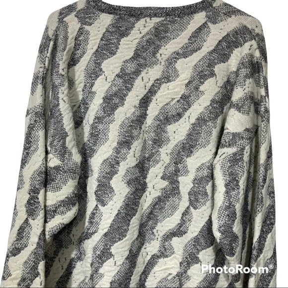 Vintage Men’s Cardigan Prince Bellini Funky Geometric Knit Sweater Sz XL - Picture 4 of 5